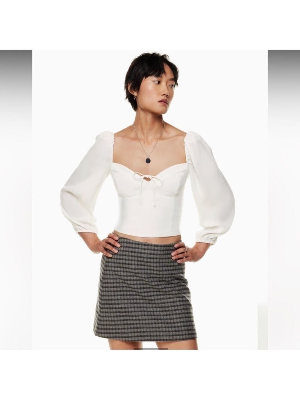 Aritzia Wilfred Novella Long Sleeve Puff shoulder Blouse Light Birch Sz 2XL XXL